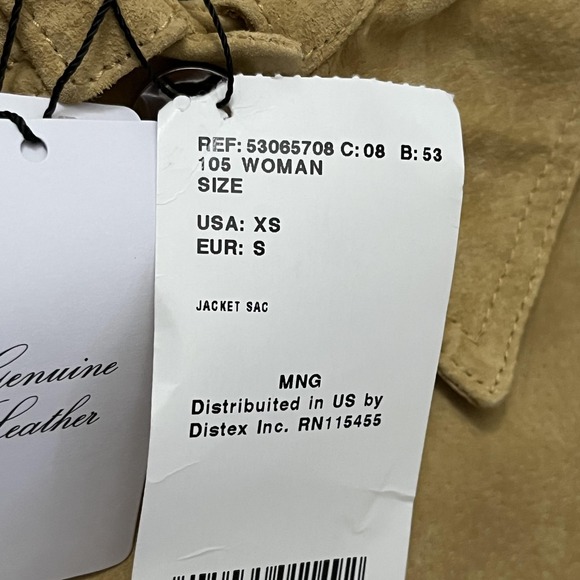 MNG Mango Leather Jacket Womens XS Tan Suede Belted Snap Front Shacket 53065708 - Picture 10 of 16